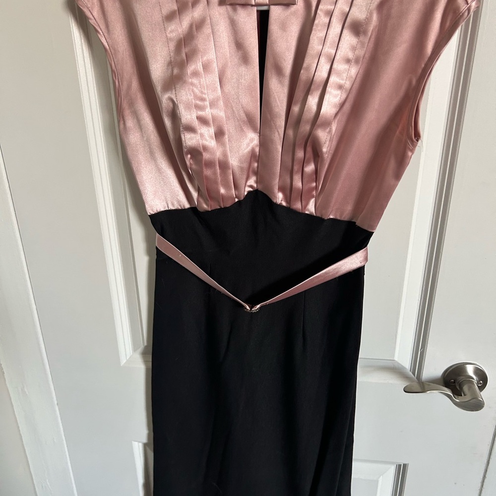 Stop Staring Pink Sheath Midi Dress Plunge Neckline